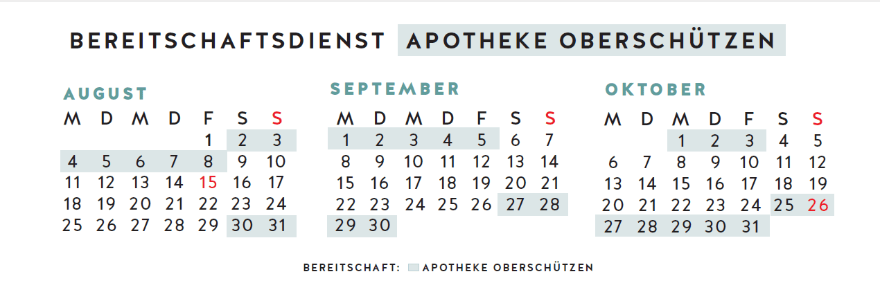 Nachdienstkalender Apotheke Oberschützen